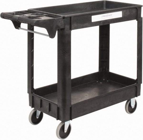 Value Collection - 500 Lb Capacity, 17" Wide x 39-3/4" Long x 33-1/4" High Shelf Cart - 2 Shelf, Plastic, 2 Rigid/2 Swivel Casters - Makers Industrial Supply