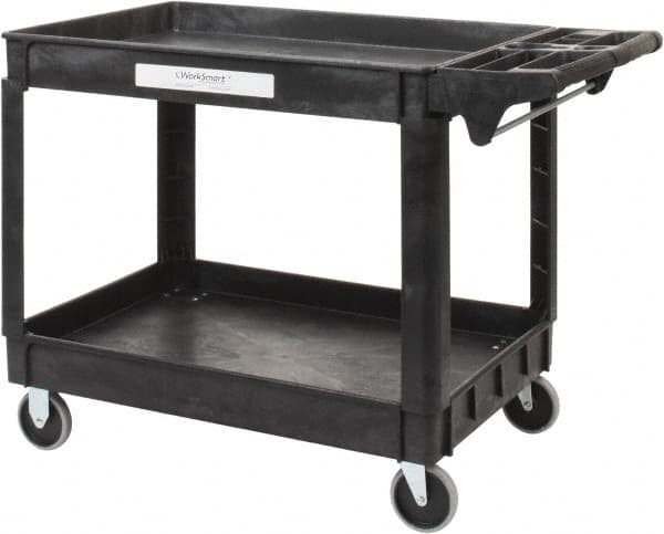 Value Collection - 500 Lb Capacity, 25-1/2" Wide x 46" Long x 33-1/4" High Shelf Cart - 2 Shelf, Plastic, 2 Rigid/2 Swivel Casters - Makers Industrial Supply