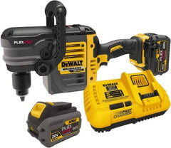 DeWALT - 60 Volt 1/2" Chuck Right Angle Handle Cordless Drill - 0-300 & 0-1200 RPM, Keyed Chuck, 2 Lithium-Ion Batteries Included - Makers Industrial Supply