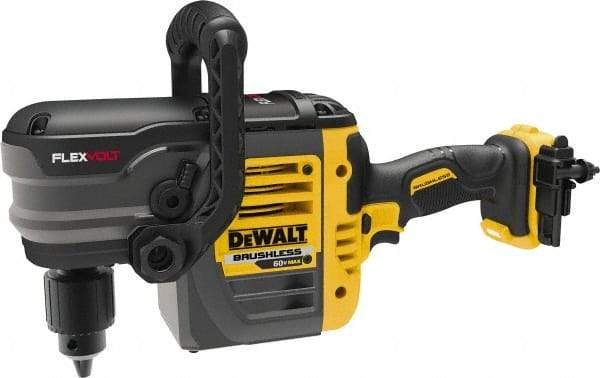 DeWALT - 60 Volt 1/2" Chuck Right Angle Handle Cordless Drill - 0-300 & 0-1200 RPM, Keyed Chuck, Lithium-Ion Batteries Not Included - Makers Industrial Supply