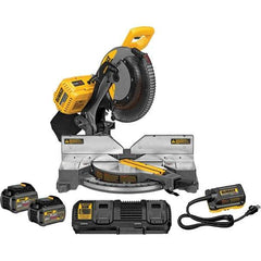 DeWALT - 15 Amp, 120 Volt, 3,800 RPM, 50° Double Bevel Miter Saw - 5/8 or 1" Arbor, 12" Blade Diam, Includes DHS716 Miter Saw, DCA120 120V Adaptor & DCA132 Charger - Makers Industrial Supply