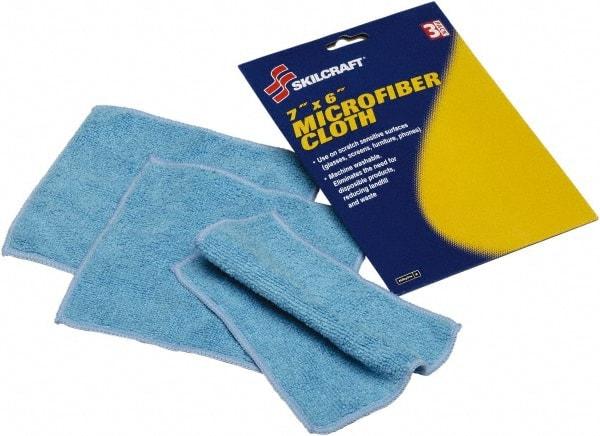 Ability One - Reusable Microfiber Wipes - 6" x 7" Sheet Size, Blue - Makers Industrial Supply