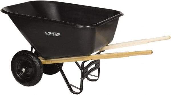 SEYMOUR-MIDWEST - 10 Cu Ft Capacity Wheelbarrow with 8" Pneumatic Wheel - Wood Handle, 59-3/4" Long x 35-1/4" Wide x 19-1/4" High, Black - Makers Industrial Supply