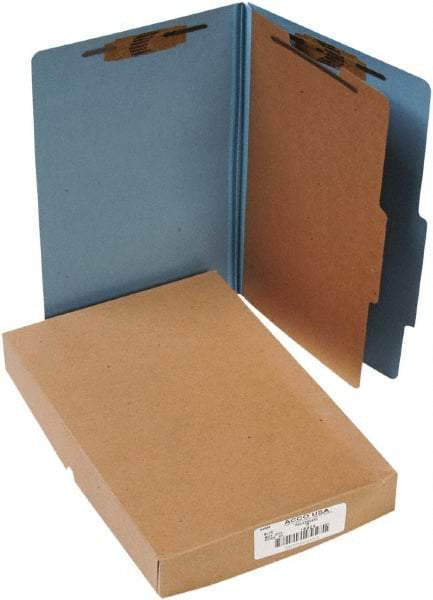 ACCO - 14 x 8 1/2", Legal, Sky Blue, File Folders with Top Tab - Right of Center Tab Cut Location - Makers Industrial Supply