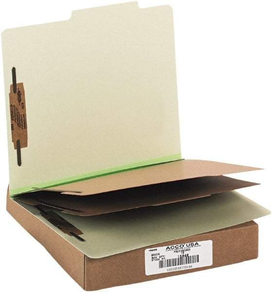 ACCO - 11 x 8 1/2", Letter Size, Leaf Green, File Folders with Top Tab - Right of Center Tab Cut Location - Makers Industrial Supply