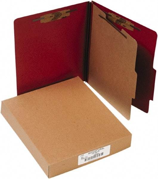 ACCO - 11 x 8 1/2", Letter Size, Earth Red, File Folders with Top Tab - Right of Center Tab Cut Location - Makers Industrial Supply