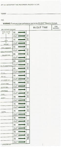 Acroprint Time Recorder - 1-3/4" High x 4-1/5" Wide Weekly Time Cards - White, Use with Acroprint ATR240, ATR360 - Makers Industrial Supply