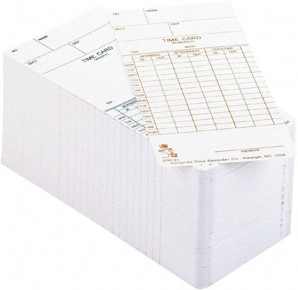 Acroprint Time Recorder - 3-2/5" High x 3-2/5" Wide Weekly/Bi-Weekly/Twice Monthly Time Cards - White, Use with Acroprint Model ATR120 - Makers Industrial Supply