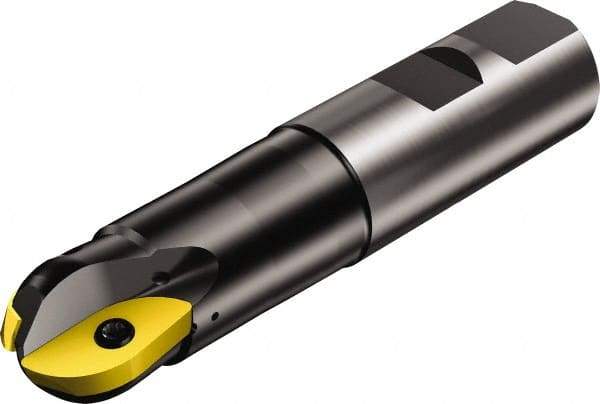 Sandvik Coromant - 1-1/4" Cut Diam, 1.114" Max Depth of Cut, 1-1/4" Shank Diam, 6.2811" OAL, Indexable Ball Nose End Mill - 6.2811" Head Length, Weldon Flat Shank, RA216.. M Toolholder, APMT 160408-M, RA216-32 06 Insert - Makers Industrial Supply