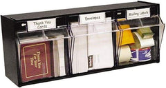 Deflect-o - 3 Compartment, 23-5/8 Inch Wide x 7-3/4 Inch Deep x 9-1/2 Inch High, Desk Top Organizer - Plastic, Black and Clear - Makers Industrial Supply