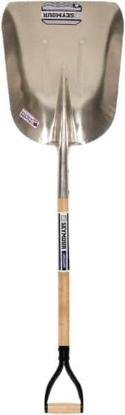 SEYMOUR-MIDWEST - 20" High x 15-1/8" Wide Square Aluminum Scoop - 36" Long Wood D-Grip Handle, No Step - Makers Industrial Supply