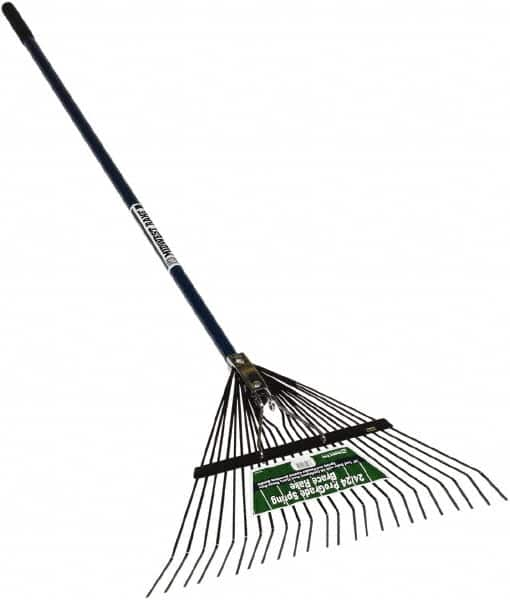 SEYMOUR-MIDWEST - Spring Brace Rake with 54" Straight Aluminum Handle - 1/2" Blade Width, 24 Tines, 13" Tine Length - Makers Industrial Supply