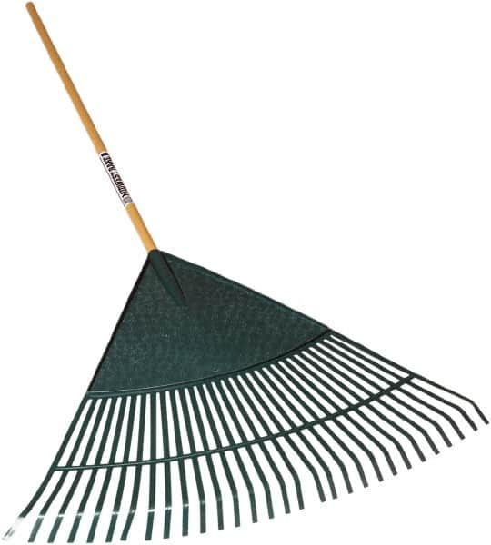 SEYMOUR-MIDWEST - Leaf Rake with 48" Straight Wood Handle - 1/2" Blade Width, 30 Tines, 21" Tine Length - Makers Industrial Supply