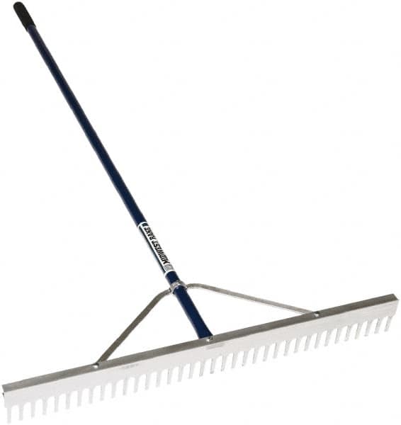 SEYMOUR-MIDWEST - Landscape Rake with 66" Straight Aluminum Handle - 1/2" Blade Width, 24 Tines, 2-1/2" Tine Length - Makers Industrial Supply