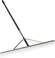 SEYMOUR-MIDWEST - Landscape Rake with 66" Straight Aluminum Handle - 1/2" Blade Width, 24 Tines, 2-1/2" Tine Length - Makers Industrial Supply