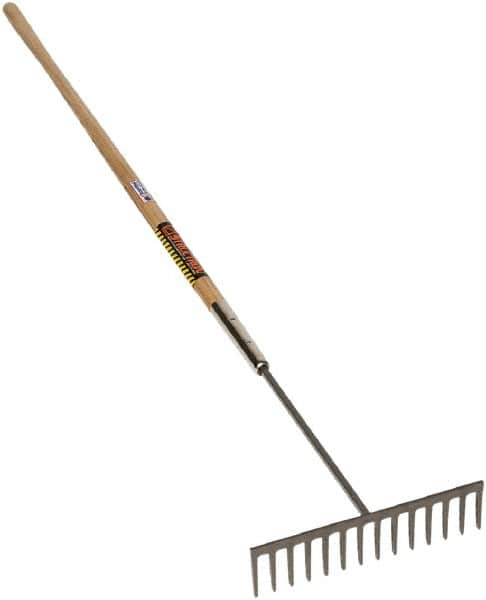 SEYMOUR-MIDWEST - Asphalt Rake with 60" Straight Wood Handle - 1/2" Blade Width, 14 Tines, 3-1/2" Tine Length - Makers Industrial Supply