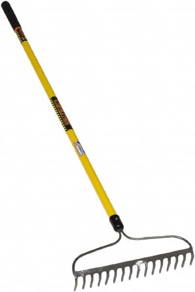 SEYMOUR-MIDWEST - Bow Rake with 60" Straight Fiberglass Handle - 1/2" Blade Width, 16 Tines, 3" Tine Length - Makers Industrial Supply