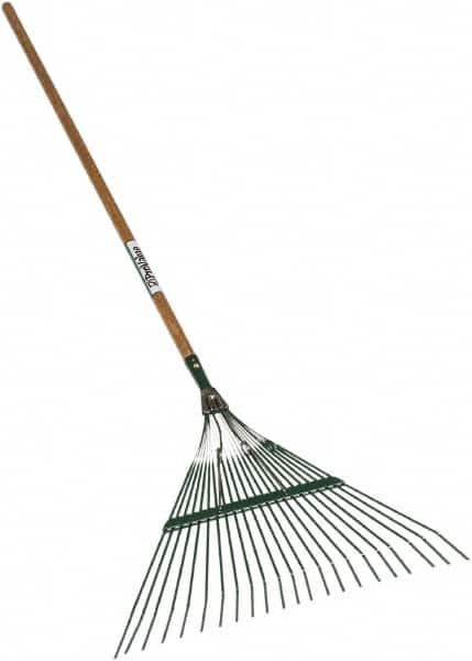 SEYMOUR-MIDWEST - Leaf Rake with 48" Straight Wood Handle - 1/2" Blade Width, 22 Tines, 16" Tine Length - Makers Industrial Supply