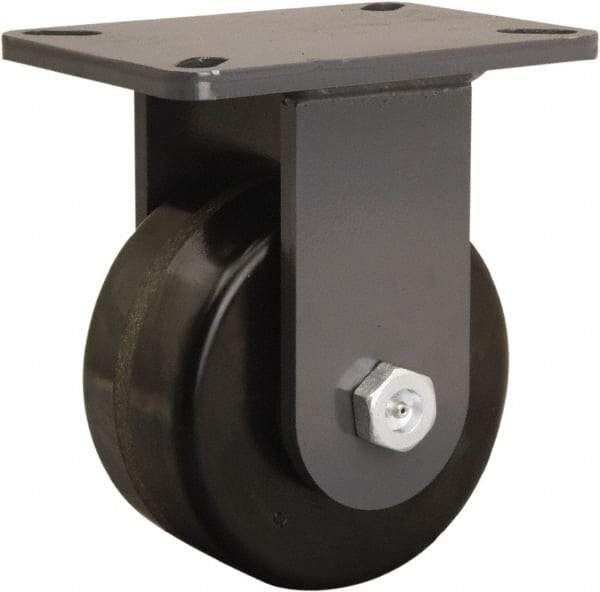 Hamilton - 6" Diam x 3" Wide x 8" OAH Top Plate Mount Rigid Caster - Phenolic, 2,000 Lb Capacity, Tapered Roller Bearing, 5-1/4 x 7-1/4" Plate - Makers Industrial Supply