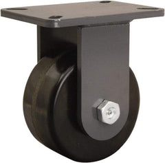 Hamilton - 6" Diam x 3" Wide x 8" OAH Top Plate Mount Rigid Caster - Phenolic, 2,000 Lb Capacity, Straight Roller Bearing, 5-1/4 x 7-1/4" Plate - Makers Industrial Supply