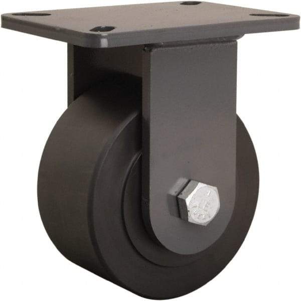 Hamilton - 6" Diam x 3" Wide x 8" OAH Top Plate Mount Rigid Caster - Nylon, 5,400 Lb Capacity, Precision Ball Bearing, 5-1/4 x 7-1/4" Plate - Makers Industrial Supply