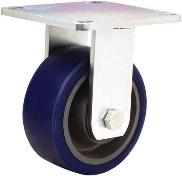 Hamilton - 5" Diam x 2" Wide x 6-1/2" OAH Top Plate Mount Rigid Caster - Polyurethane Mold onto Cast Iron Center, 840 Lb Capacity, Sealed Precision Ball Bearing, 5 x 5-1/2" Plate - Makers Industrial Supply