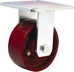 Hamilton - 5" Diam x 2" Wide x 6-1/2" OAH Top Plate Mount Rigid Caster - Cast Iron, 900 Lb Capacity, Sealed Precision Ball Bearing, 5 x 5-1/2" Plate - Makers Industrial Supply