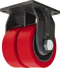 Hamilton - 12" Diam x 4" Wide x 15-1/2" OAH Top Plate Mount Dual Rigid Caster - Polyurethane Mold on Forged Steel, 14,400 Lb Capacity, Tapered Roller Bearing, 8-1/2 x 8-1/2" Plate - Makers Industrial Supply
