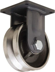 Hamilton - 10" Diam x 4" Wide, Forged Steel Rigid Caster - 16,000 Lb Capacity, Top Plate Mount, 8-1/2" x 8-1/2" Plate, Straight Roller Bearing - Makers Industrial Supply