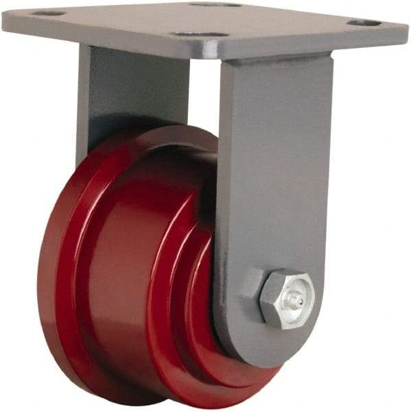 Hamilton - 3-1/2" Diam x 5-3/8" OAH Top Plate Mount Rigid Track - Iron, 1,400 Lb Capacity, Straight Roller Bearing, 4-1/2 x 6-1/2" Plate - Makers Industrial Supply