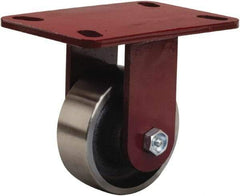 Hamilton - 4" Diam x 1-1/2" Wide x 5-5/8" OAH Top Plate Mount Rigid Caster - Forged Steel, 1,400 Lb Capacity, Straight Roller Bearing, 4-1/2 x 6-1/2" Plate - Makers Industrial Supply