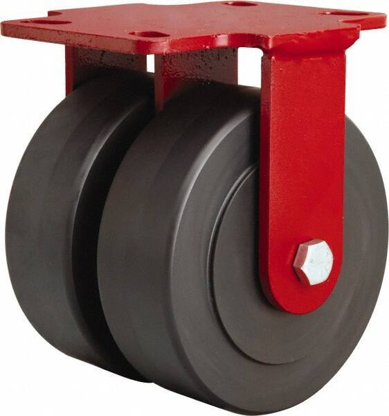 Hamilton - 6" Diam x 2" Wide x 7-3/4" OAH Top Plate Mount Rigid Caster - Nylon, 2,500 Lb Capacity, Sealed Precision Ball Bearing, 4-1/2 x 6-1/2" Plate - Makers Industrial Supply