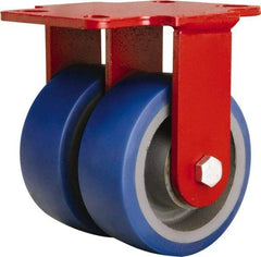 Hamilton - 5" Diam x 2" Wide x 6-3/4" OAH Top Plate Mount Rigid Caster - Polyurethane Mold onto Cast Iron Center, 1,680 Lb Capacity, Sealed Precision Ball Bearing, 4-1/2 x 6-1/2" Plate - Makers Industrial Supply