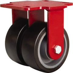 Hamilton - 5" Diam x 2" Wide x 6-3/4" OAH Top Plate Mount Rigid Caster - Polyurethane Mold onto Cast Iron Center, 2,720 Lb Capacity, Sealed Precision Ball Bearing, 4-1/2 x 6-1/2" Plate - Makers Industrial Supply