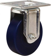 Hamilton - 4" Diam x 1-1/4" Wide x 5-1/16" OAH Top Plate Mount Rigid Caster - Polyurethane, 400 Lb Capacity, Straight Roller Bearing, 3-1/8 x 4-1/8" Plate - Makers Industrial Supply