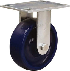 Hamilton - 6" Diam x 2" Wide x 7-1/2" OAH Top Plate Mount Rigid Caster - Polyurethane, 900 Lb Capacity, Sealed Precision Ball Bearing, 4-1/2 x 6-1/4" Plate - Makers Industrial Supply