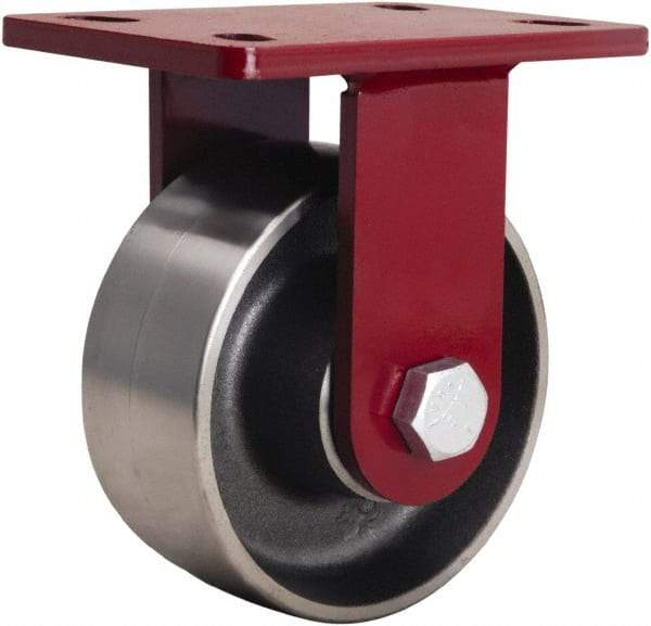 Hamilton - 6" Diam x 2-1/2" Wide x 7-1/2" OAH Top Plate Mount Rigid Caster - Forged Steel, 2,200 Lb Capacity, Tapered Roller Bearing, 5 x 7" Plate - Makers Industrial Supply