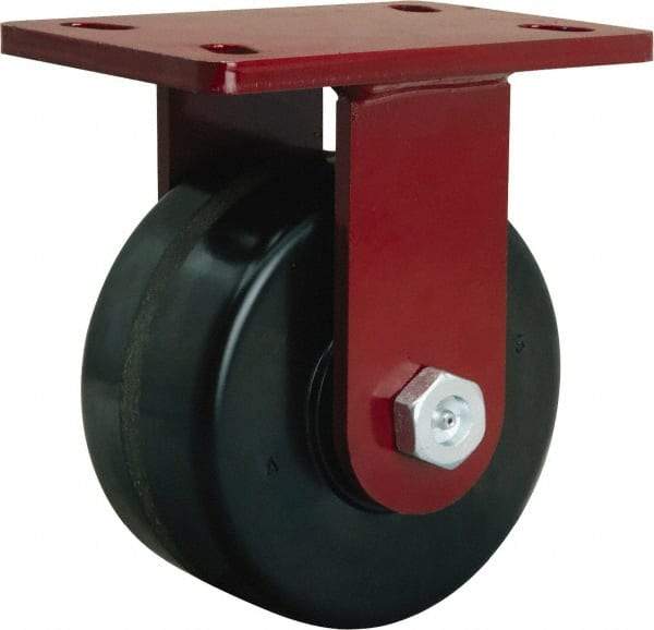 Hamilton - 6" Diam x 3" Wide x 7-1/2" OAH Top Plate Mount Rigid Caster - Phenolic, 2,000 Lb Capacity, Tapered Roller Bearing, 5 x 7" Plate - Makers Industrial Supply