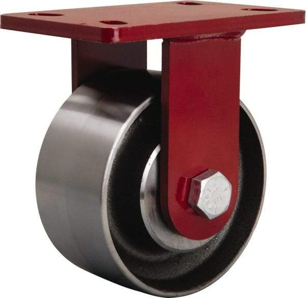 Hamilton - 6" Diam x 3" Wide x 7-1/2" OAH Top Plate Mount Rigid Caster - Forged Steel, 3,200 Lb Capacity, Sealed Precision Ball Bearing, 5 x 7" Plate - Makers Industrial Supply