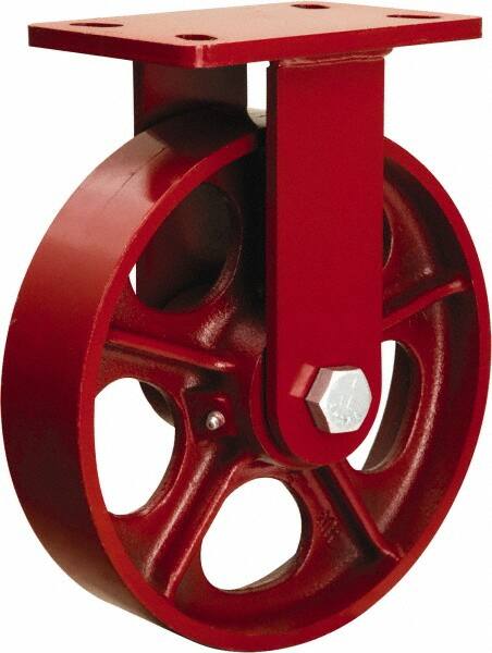 Hamilton - 10" Diam x 2-1/2" Wide x 11-1/2" OAH Top Plate Mount Rigid Caster - Cast Iron, 2,200 Lb Capacity, Tapered Roller Bearing, 5 x 7" Plate - Makers Industrial Supply