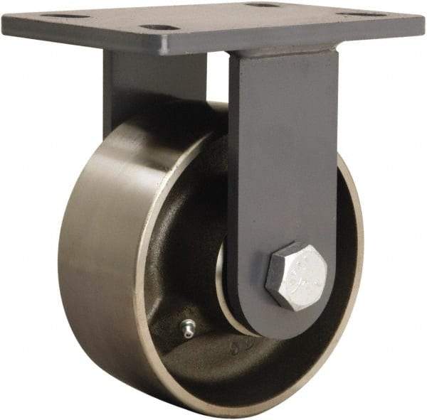 Hamilton - 6" Diam x 2-1/2" Wide x 7-3/4" OAH Top Plate Mount Rigid Caster - Forged Steel, 2,400 Lb Capacity, Tapered Roller Bearing, 5 x 7" Plate - Makers Industrial Supply