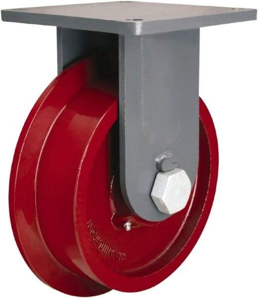 Hamilton - 10" Diam x 2-1/2" Wide x 13" OAH Top Plate Mount Rigid Caster - Iron, 4,000 Lb Capacity, Straight Roller Bearing, 8-1/2 x 8-1/4" Plate - Makers Industrial Supply