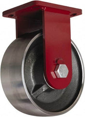 Hamilton - 10" Diam x 3" Wide x 12-1/2" OAH Top Plate Mount Rigid Caster - Forged Steel, 6,500 Lb Capacity, Tapered Roller Bearing, 6-1/2 x 7-1/2" Plate - Makers Industrial Supply