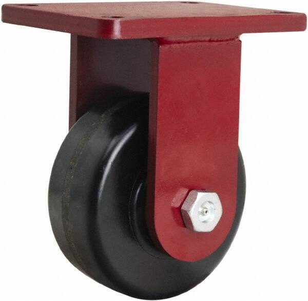 Hamilton - 6" Diam x 2-1/2" Wide x 8-1/2" OAH Top Plate Mount Rigid Caster - Phenolic, 1,800 Lb Capacity, Tapered Roller Bearing, 5-1/2 x 7-1/2" Plate - Makers Industrial Supply