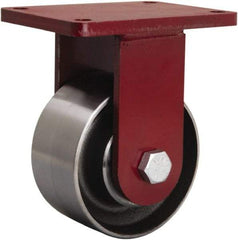 Hamilton - 6" Diam x 3" Wide x 8-1/2" OAH Top Plate Mount Rigid Caster - Forged Steel, 4,000 Lb Capacity, Tapered Roller Bearing, 5-1/2 x 7-1/2" Plate - Makers Industrial Supply