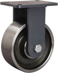 Hamilton - 8" Diam x 3" Wide x 10-1/2" OAH Top Plate Mount Rigid Caster - Forged Steel, 3,500 Lb Capacity, Tapered Roller Bearing, 5-1/4 x 7-1/4" Plate - Makers Industrial Supply