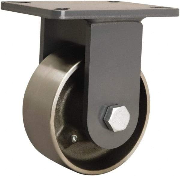 Hamilton - 6" Diam x 2-1/2" Wide x 8" OAH Top Plate Mount Rigid Caster - Forged Steel, 3,500 Lb Capacity, Straight Roller Bearing, 5-1/4 x 7-1/4" Plate - Makers Industrial Supply