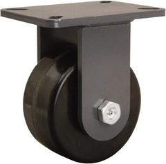 Hamilton - 6" Diam x 3" Wide x 8" OAH Top Plate Mount Rigid Caster - Phenolic, 2,000 Lb Capacity, Tapered Roller Bearing, 5-1/4 x 7-1/4" Plate - Makers Industrial Supply