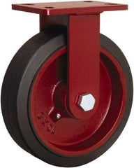 Hamilton - 10" Diam x 2-1/2" Wide x 11-1/2" OAH Top Plate Mount Swivel Caster - Rubber Mold on Cast Iron, 790 Lb Capacity, Straight Roller Bearing, 4-1/2 x 6-1/2" Plate - Makers Industrial Supply