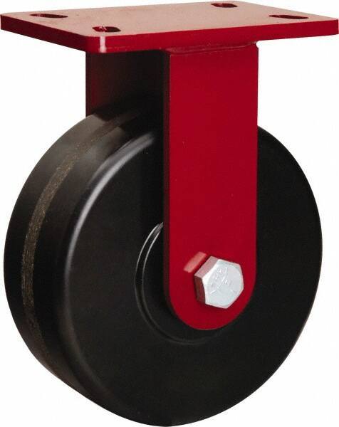 Hamilton - 8" Diam x 3" Wide x 10-1/8" OAH Top Plate Mount Rigid Caster - Phenolic, 2,200 Lb Capacity, Straight Roller Bearing, 5 x 7" Plate - Makers Industrial Supply